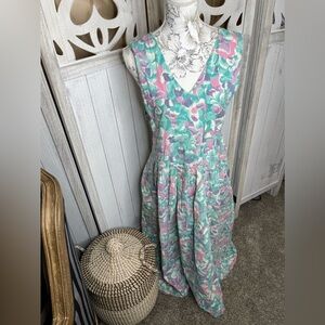 Vintage Khazana Dress Size Medium Floral Prairie Cottage Cotton 90s 80s